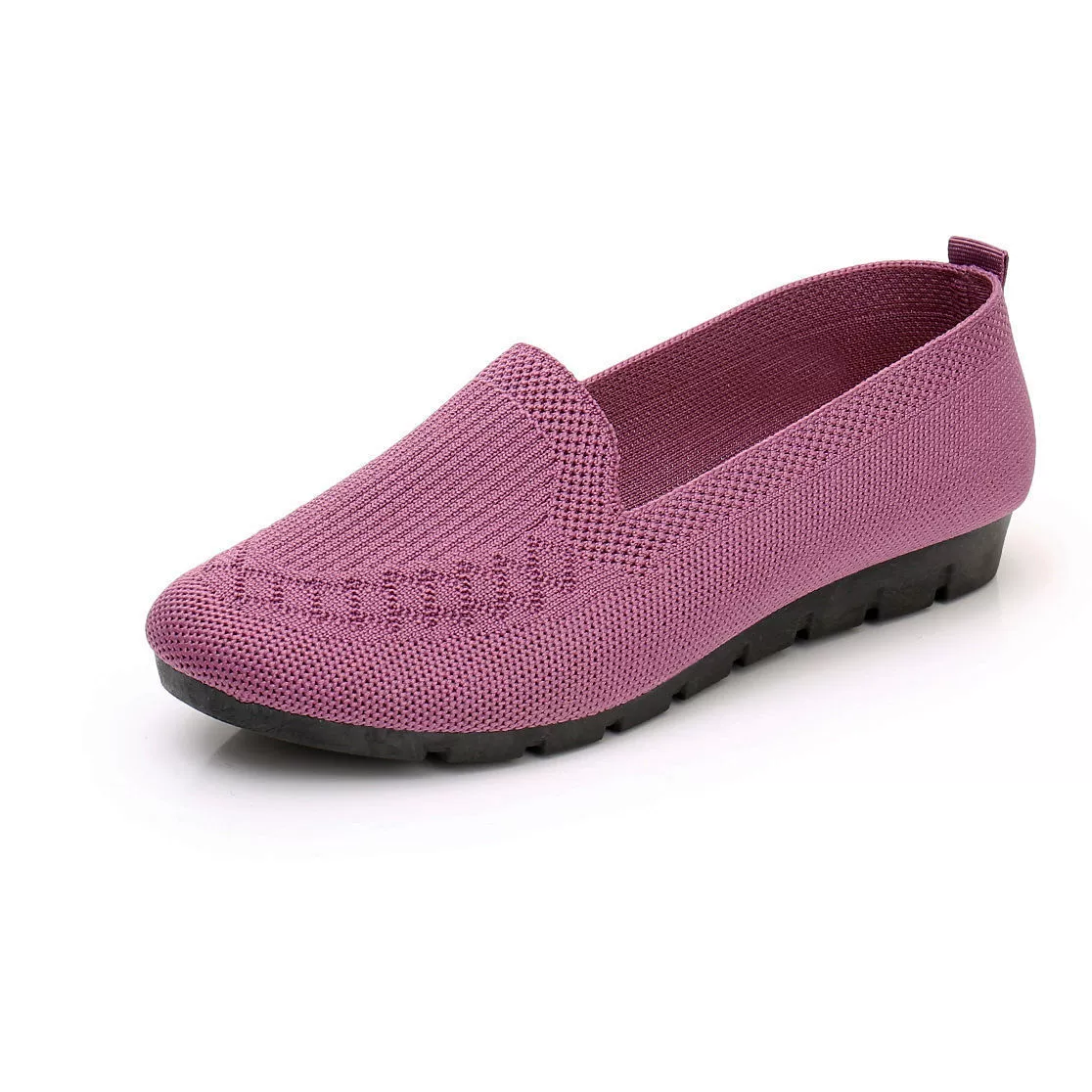 Дышащие Slip-on рабочие туфли для мам, большой размер, трикотажный верх, комфортные, Красный/Черный/Фиолетовый/Розовый 35–42