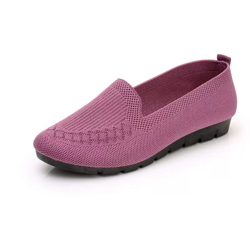 Дышащие Slip-on рабочие туфли для мам, большой размер, трикотажный верх, комфортные, Красный/Черный/Фиолетовый/Розовый 35–42