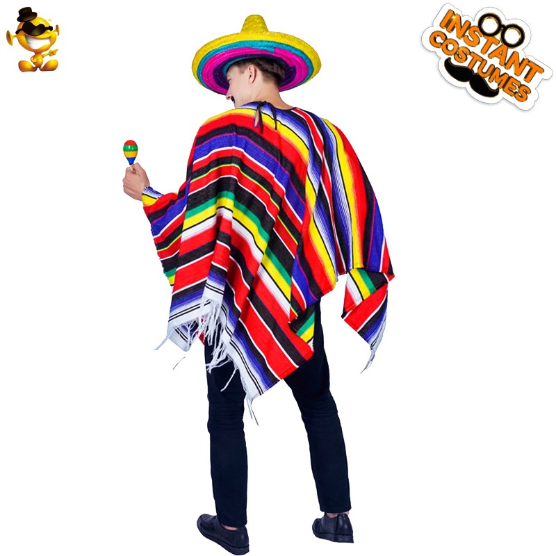 De Halloween adulto de los hombres grandes de la etapa del traje del funcionamiento del traje de cosplay disfraz capa Mexicana