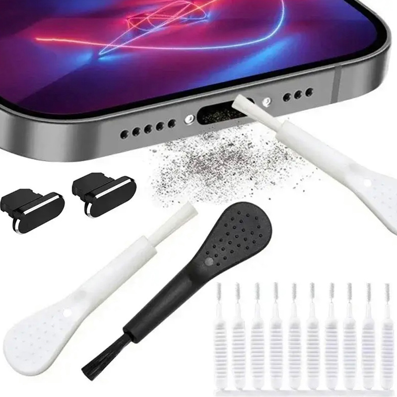 Type-C USB Port Toz Kapağı Telefon Şarj Girişi Metal Toz Kapağı Fırça ile Temizlik Seti