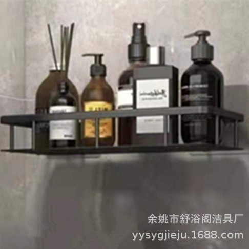 Estante de baño, balcón sin clavos, rectángulo de aleación de aluminio, drenaje, almacenamiento y acabado, marco de gancho montado en la pared