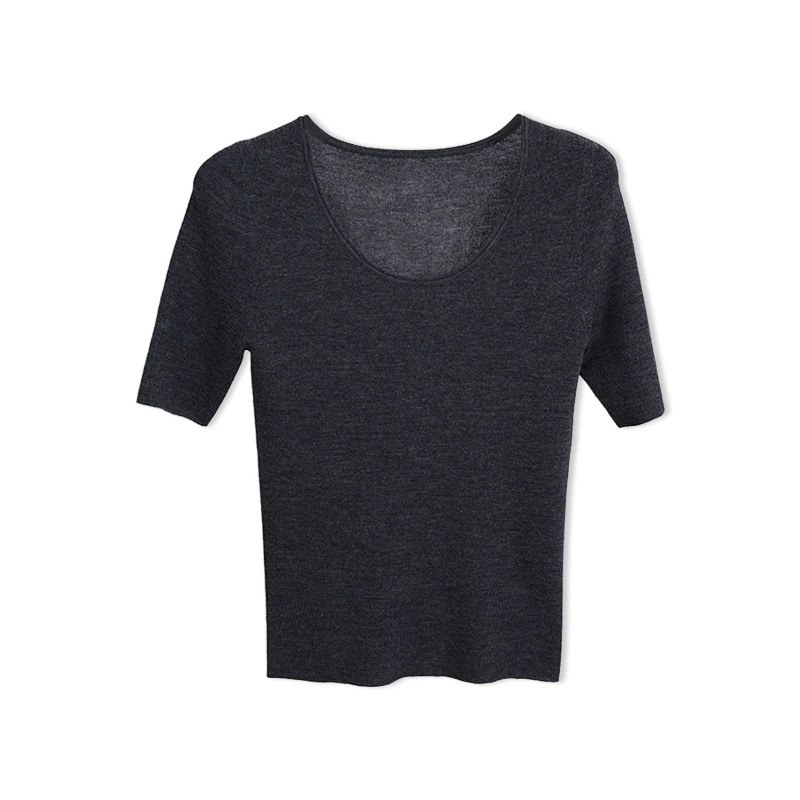 春の新型揚子紗U襟長袖セーター60本のシームレス一体100ウールのスリムニット