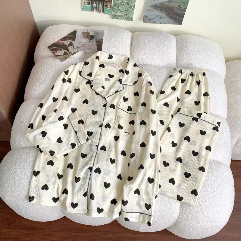 C-블랙 하트 구겨진 천