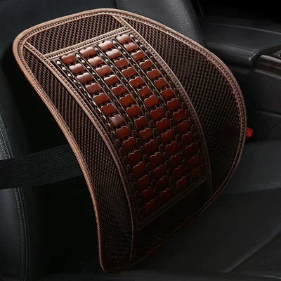Car Wooden Bead Lumbar Support Cushion for Drivers, Large Truck Lumbar Pad, Excavator Seat Backrest for Summer (Waist support) - bamboo-waist-support-brown-color-selected-bamboo-pieces