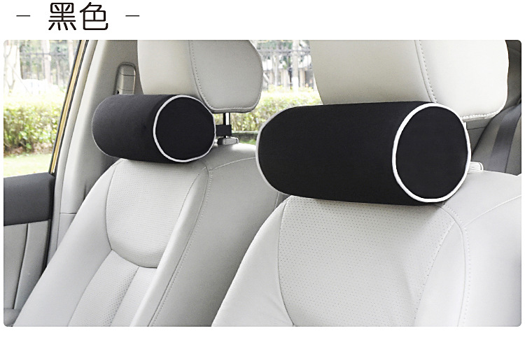 Car Memory Foam Cylindrical Headrest Car Seat Neck Guard Round Cervical Spine Neck Car Removable and Washable Universal Pillow