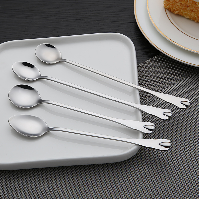 跨境不锈钢餐具不锈钢长柄勺超长柄冰勺搅拌咖啡勺酒吧冰勺礼品勺|ms