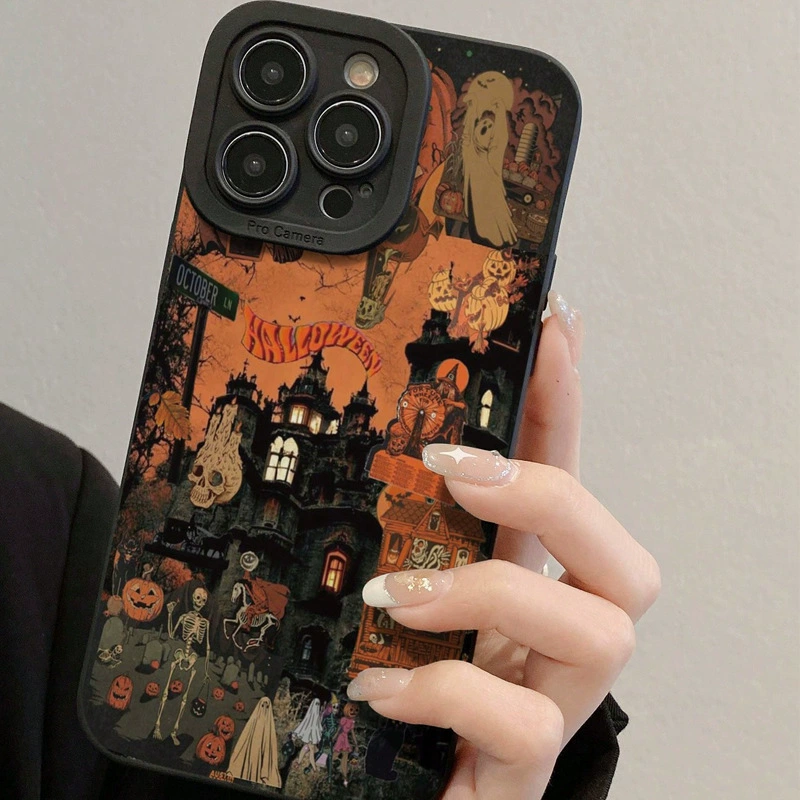 Чехол для телефона совместимый с Apple iPhone 14–17, дизайн в виде мультфильма на Хэллоуин, защита при падении, легкий 0.06 кг