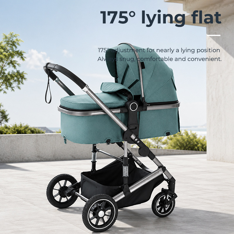 Carrinche de bebé multifuncional, carro para bebés que se puede sentar y acostar, cesta para dormir, carro para niños de alto paisaje, artefacto mágico para pasear a los niños. image 2