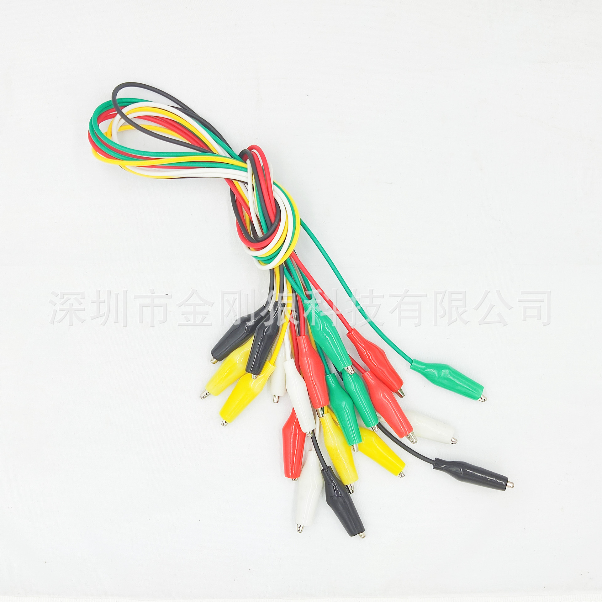 双头鳄鱼夹线电源线 小号维修测试线连接线 红黑黄绿白彩色线50CM