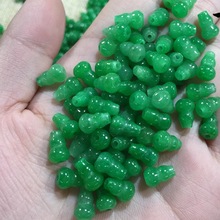 玉葫芦仿翡翠干青铁龙生满绿小葫芦翡翠散珠串珠DIY配件饰品耳坠