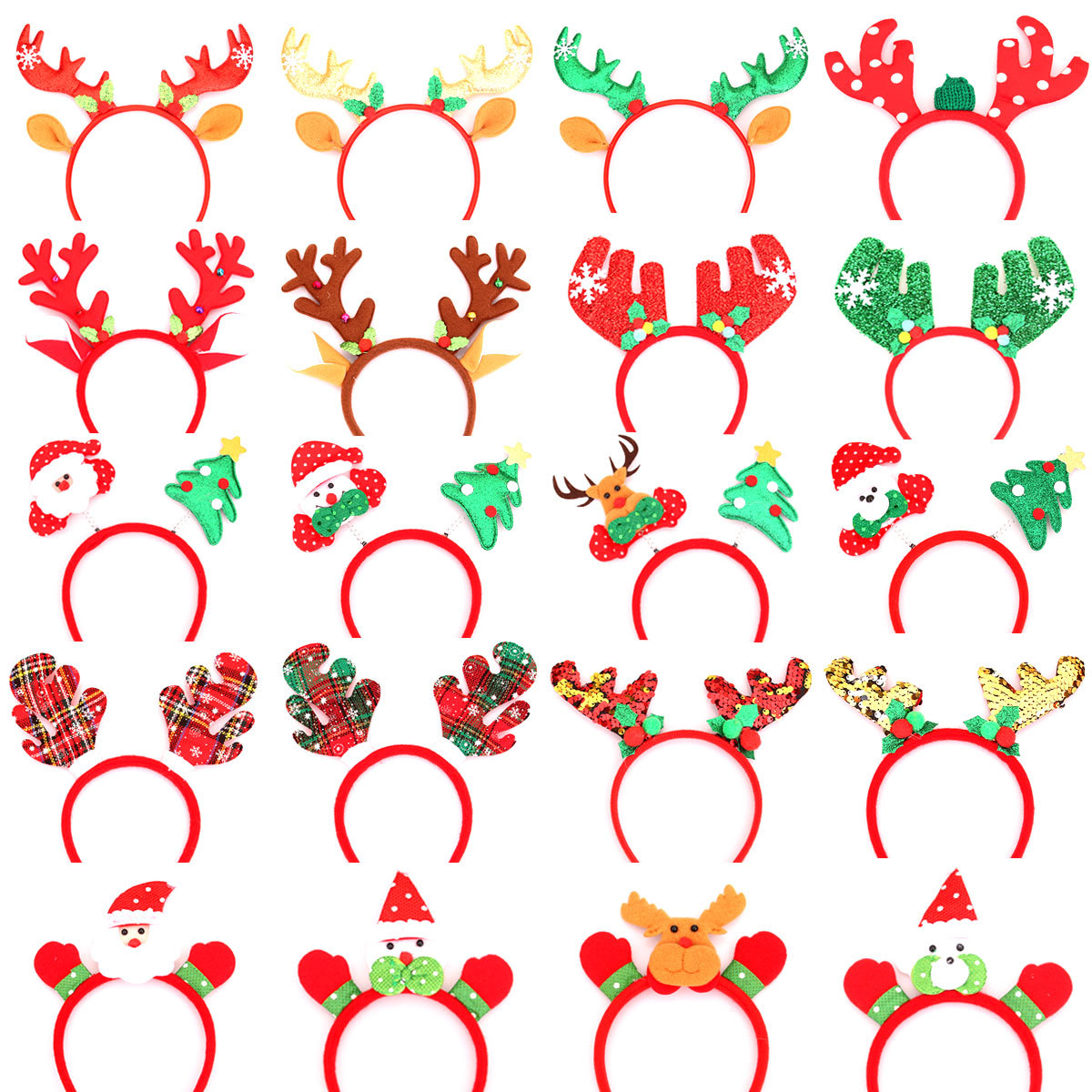 Embalaje independiente de una variedad de dibujos animados de Navidad abrazadera de cabeza arnés decoraciones de Navidad regalos de fiesta de Navidad cuernos de ciervo
