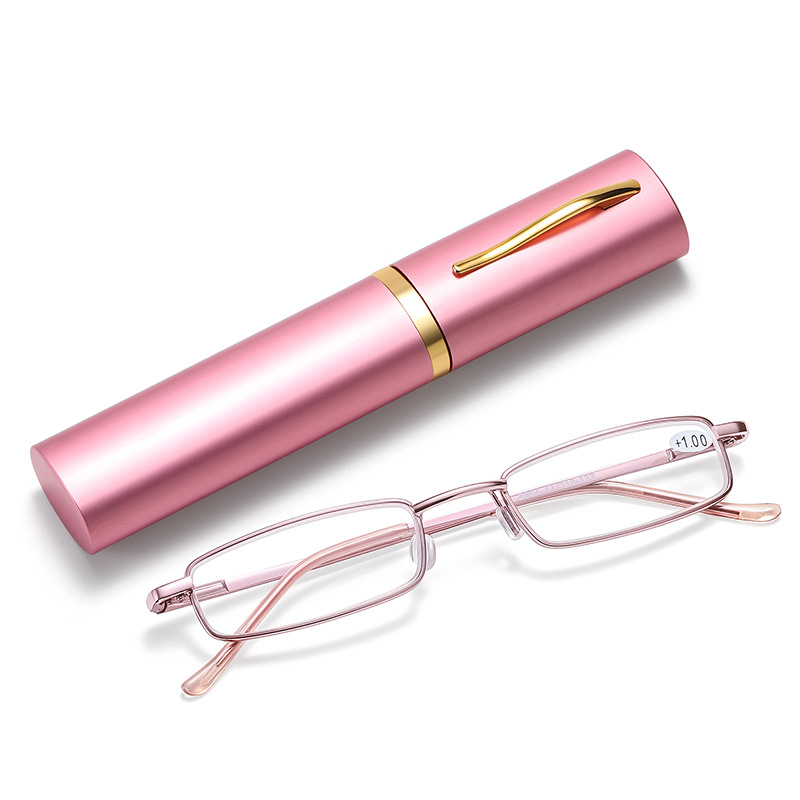 Fuchsia plastic pens holder, box