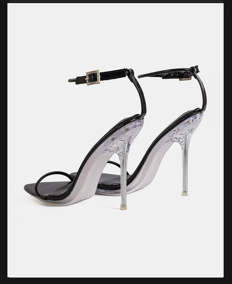 Sandal cao gót nữ 12 cm quai ngang mảnh phong cách thanh lịch — Màu be, Màu bạc, Màu trắng, Màu tím chi tiết 18