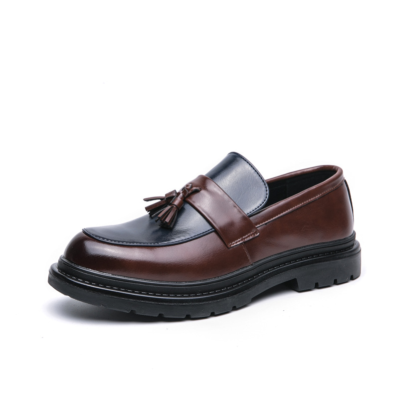 Zapatos de negocios transfronterizos de comercio exterior para hombres con borlas, zapatos de música 2025 primavera y otoño nuevos zapatos de cuero casuales de un solo pedal para hombres