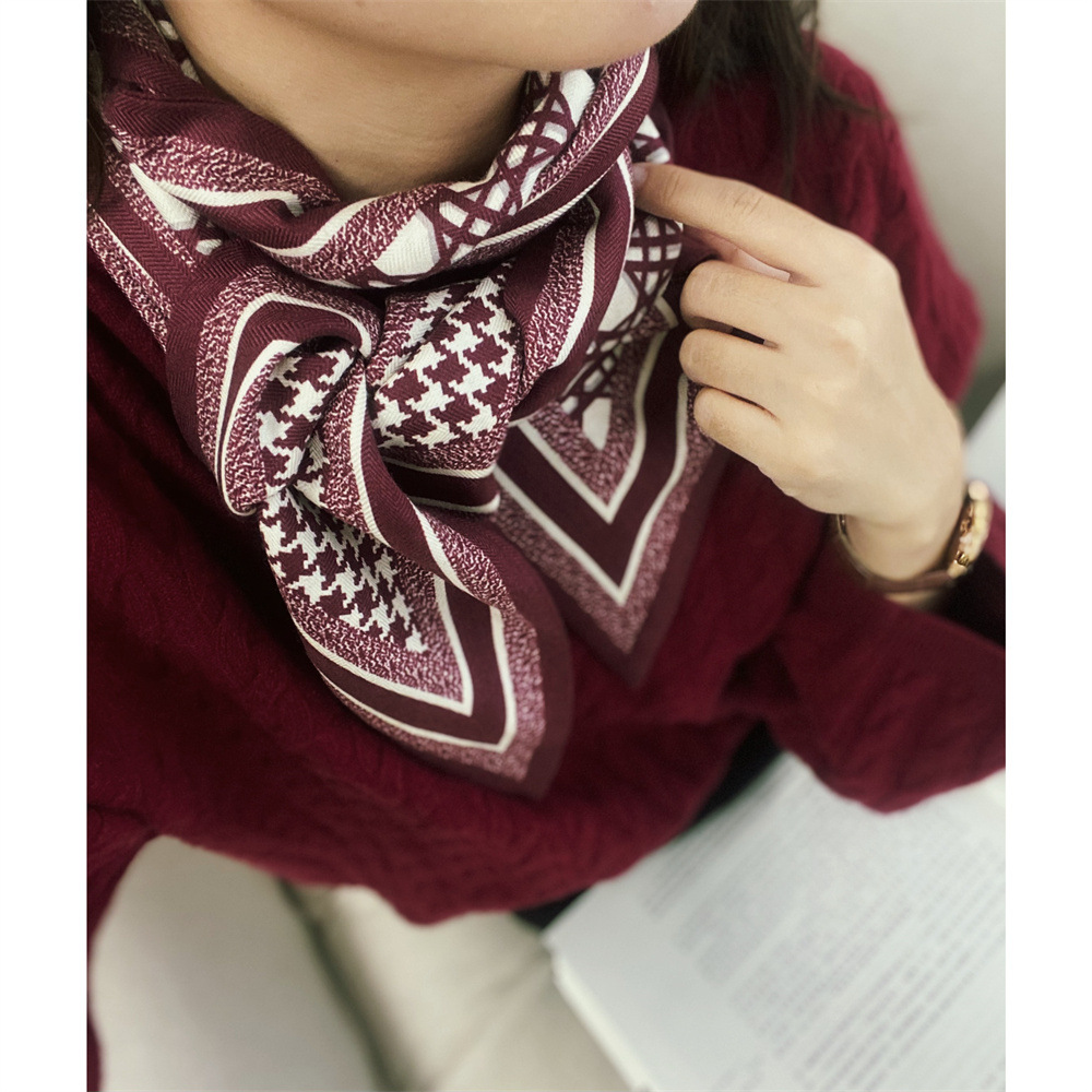 Double-sided silk keep warm long woolen organic scarf