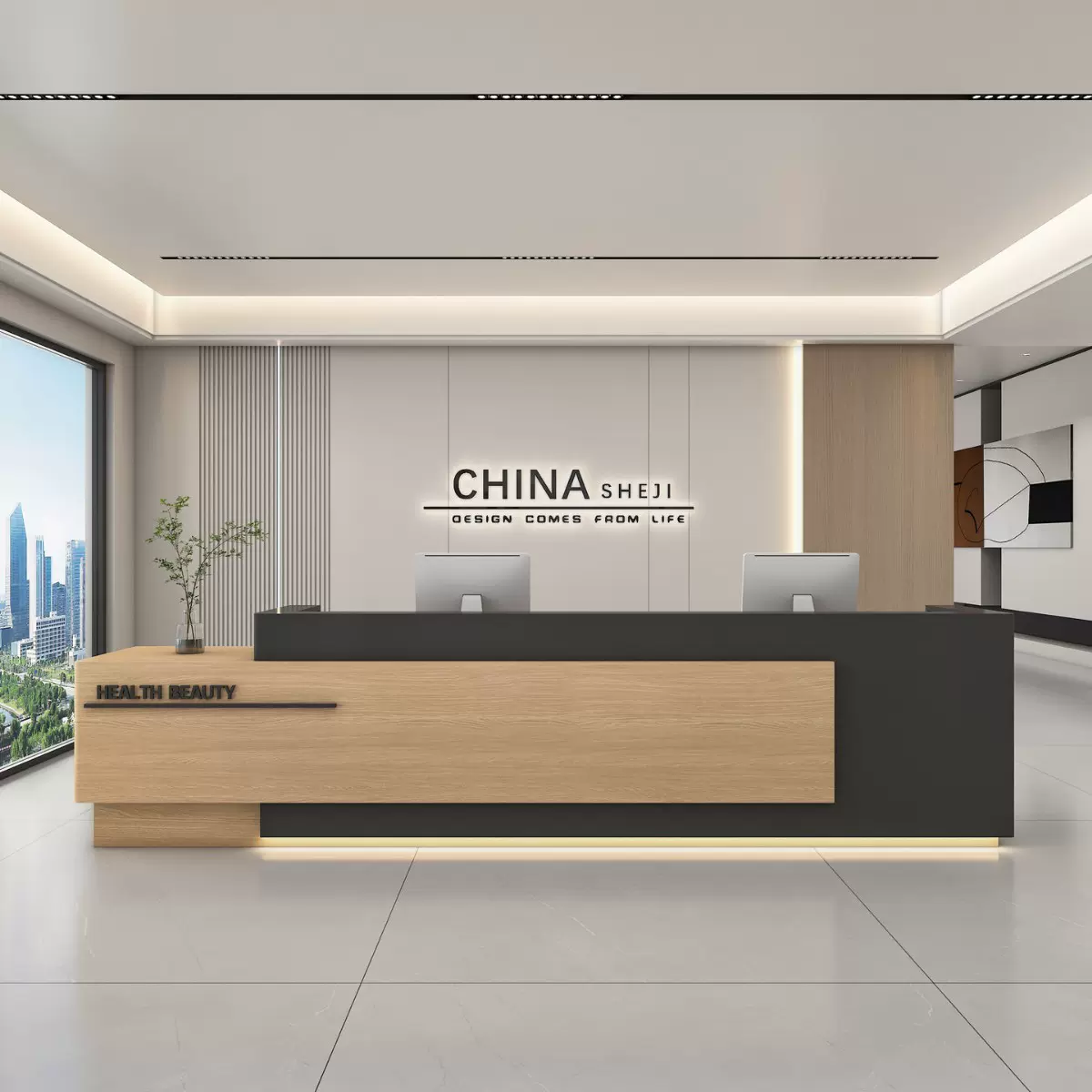 公司前台接待台简约柜台桌子酒店收银台工作台办公室艺术培训吧台