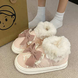 高帮棉拖鞋女冬季包跟居家底保暖家用室内防滑加绒加厚棉鞋可外穿