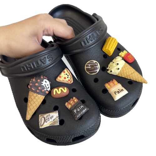 New K-pop celebrity trendy ice cream shoe buckle flower bead chain shoe flower single shoe flower shoe clip detachable