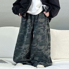 男童秋款迷彩长裤2025新款儿童宽松休闲阔腿裤中小童春秋季牛仔裤