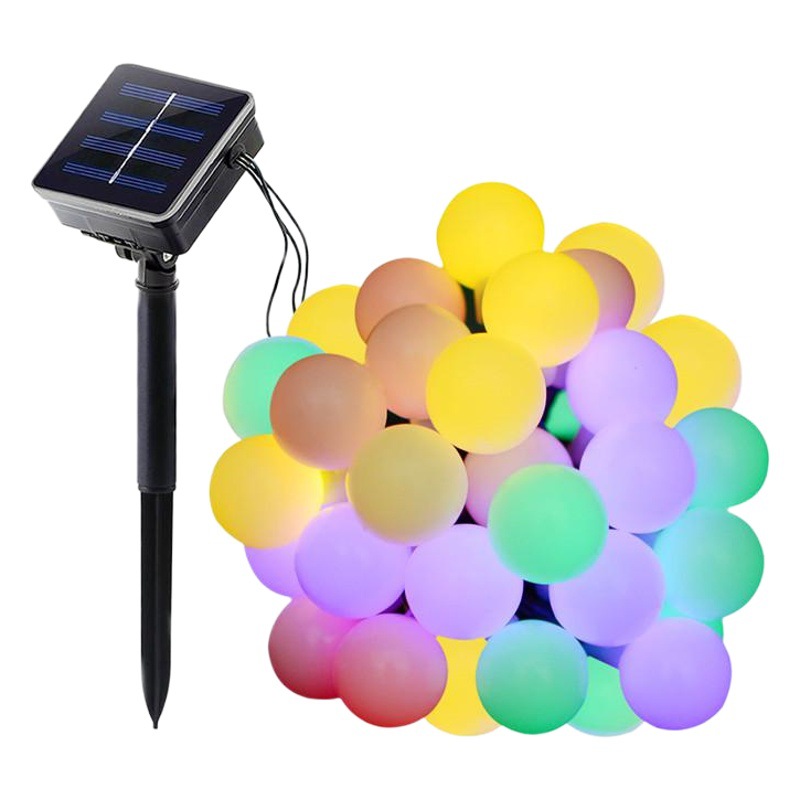 Cadena de luz LED solar 200 luces pequeña bola blanca burbuja de leche paisaje al aire libre patio decorativo luces de colores iluminación de vacaciones de Navidad