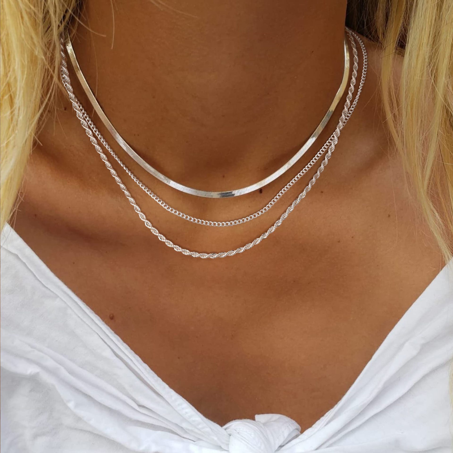 跨境欧美时尚ins波西米亚风叠戴扁链Necklace for Women配饰批发