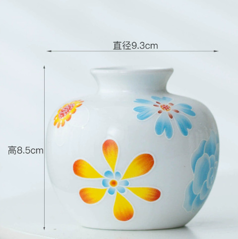 Vaso de escritorio de cerámica de porcelana pequeña boca mini hidroponía de flores retrógradas botellas de flores de porcelana