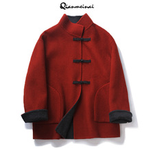 2025新中式高级感手缝羊毛大衣女双面呢宽松外套秋冬季女装毛呢新
