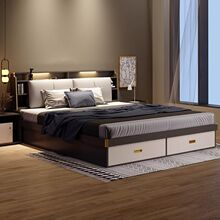气动高箱储物床婚床1.8米1.2m1.5米主卧小户型板式现代简约双人床