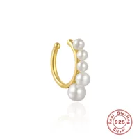 Серьги-Клипсы из стерлингового серебра 925 пробы с жемчугом, серьги-клипсы в Корейском стиле, темперамент, индивидуальность, нишевые серьги с расширенным чувством без серег