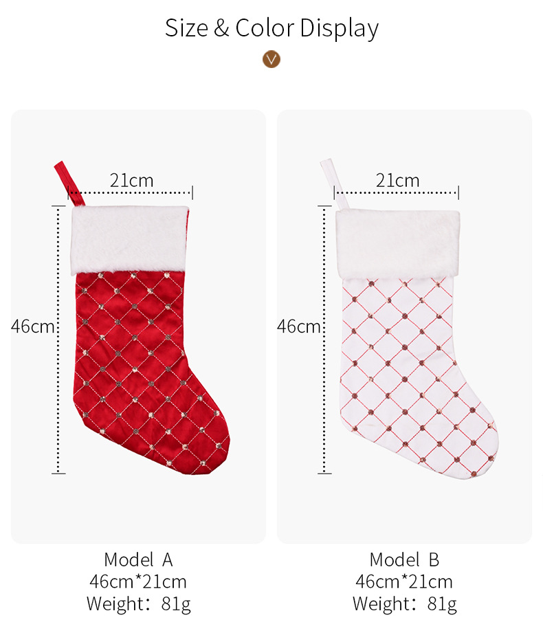 Christmas Decoration High-end Christmas Stocking Red Christmas Stocking Gift Bag Tree Hanging Gift Socks_voghion.com