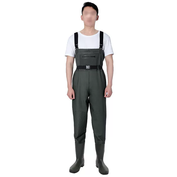 Pvc Thickened High-End Half-Body Wading Pants Beach Fishing Gear Reservoir Fishing Waterproof Leather Strap Rain Pants