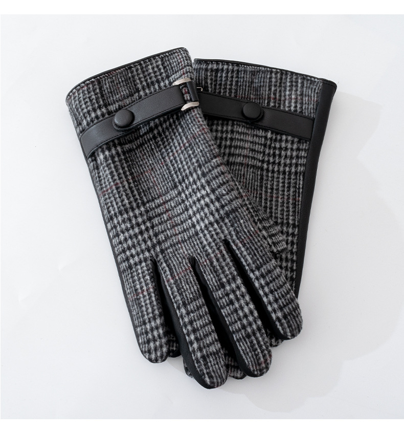 Pu Fabric Type 1 Set Quantity Men's Business Retro Plaid Gloves 1 Set
