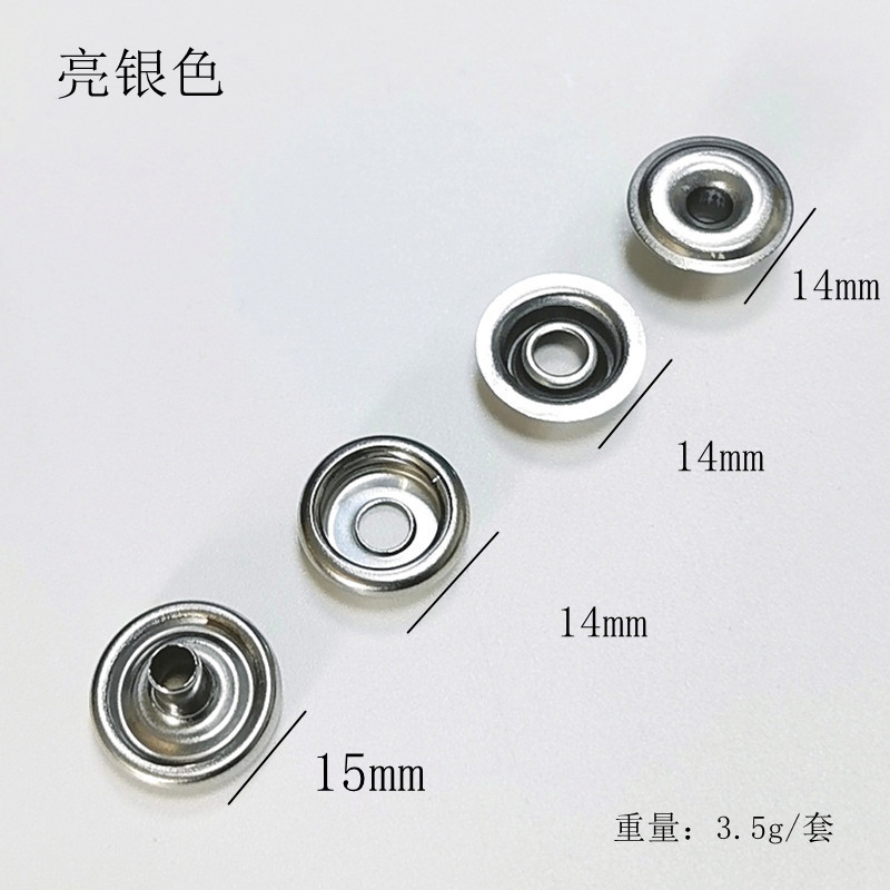 304 Stainless Steel Thickened Large White Snap Button Four-Button Coat Sewing Button 15mm Surface with Three Pieces Underneath