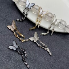 蝶タッセルマザーオブパール手作り diy14k クリスタルブレスレットブレスレットオリジナルジュエリーアクセサリーダイヤモンド高色保持