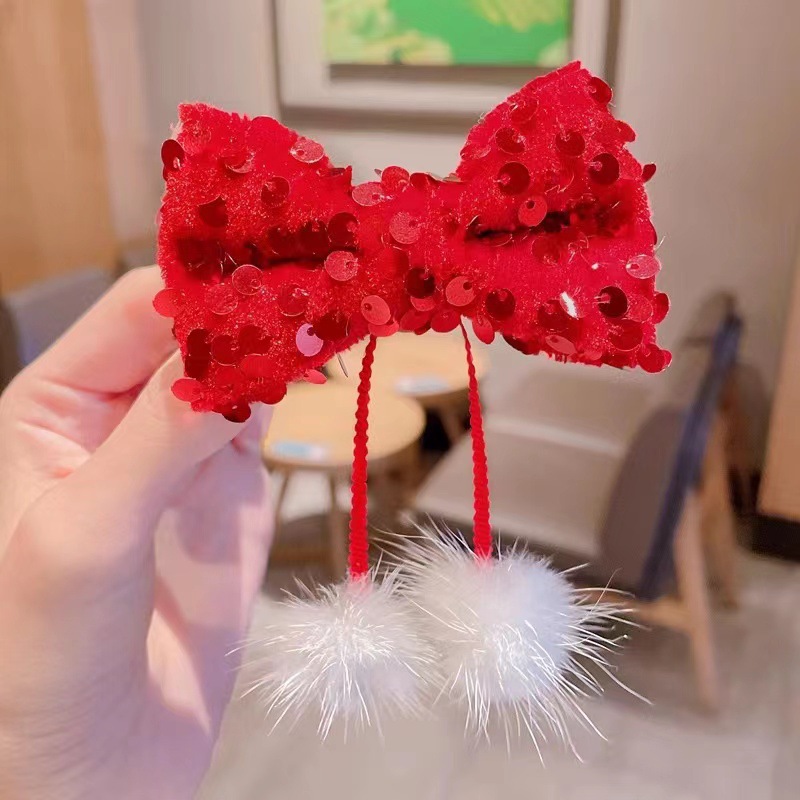 Bebé Año Nuevo de felicitación de Año Nuevo accesorios para el cabello nueva peluca horquilla niñas exquisitos accesorios para el cabello de Año Nuevo horquilla roja al por mayor