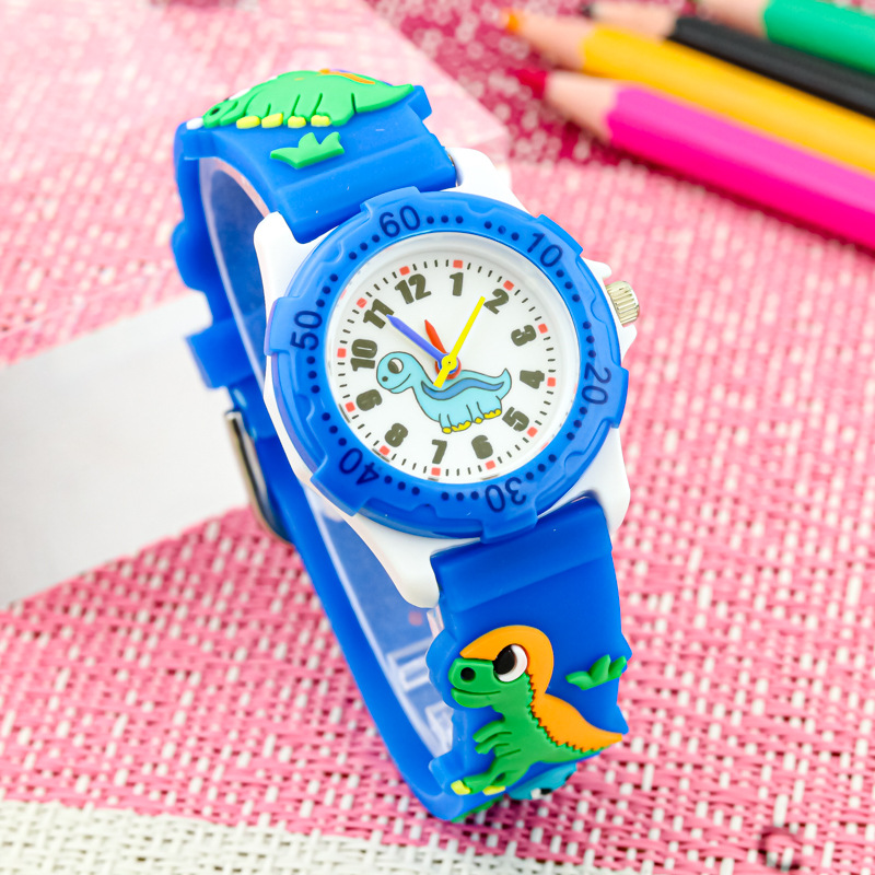 Amazon moda 3D dibujos animados dinosaurio niños reloj niños y niñas impermeable reloj electrónico tendencia reloj de cuarzo en stock