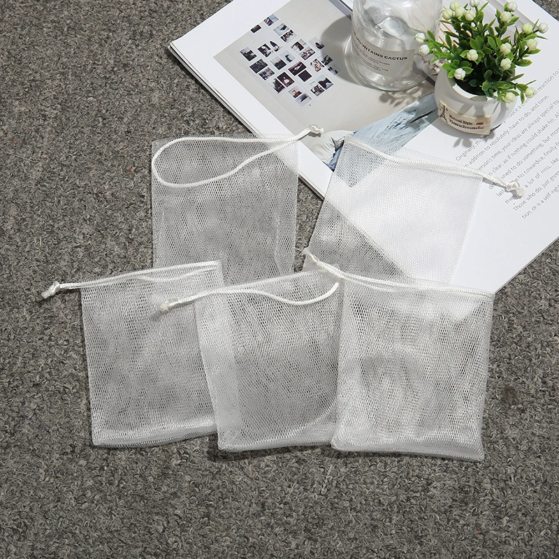 Фабрика прямое двойное пенение для умывания лица пенообразующая сетка сумка мыло ручной работы Чистая очищающее мыло сетка маленькая белая веревка пенообразующая сетка