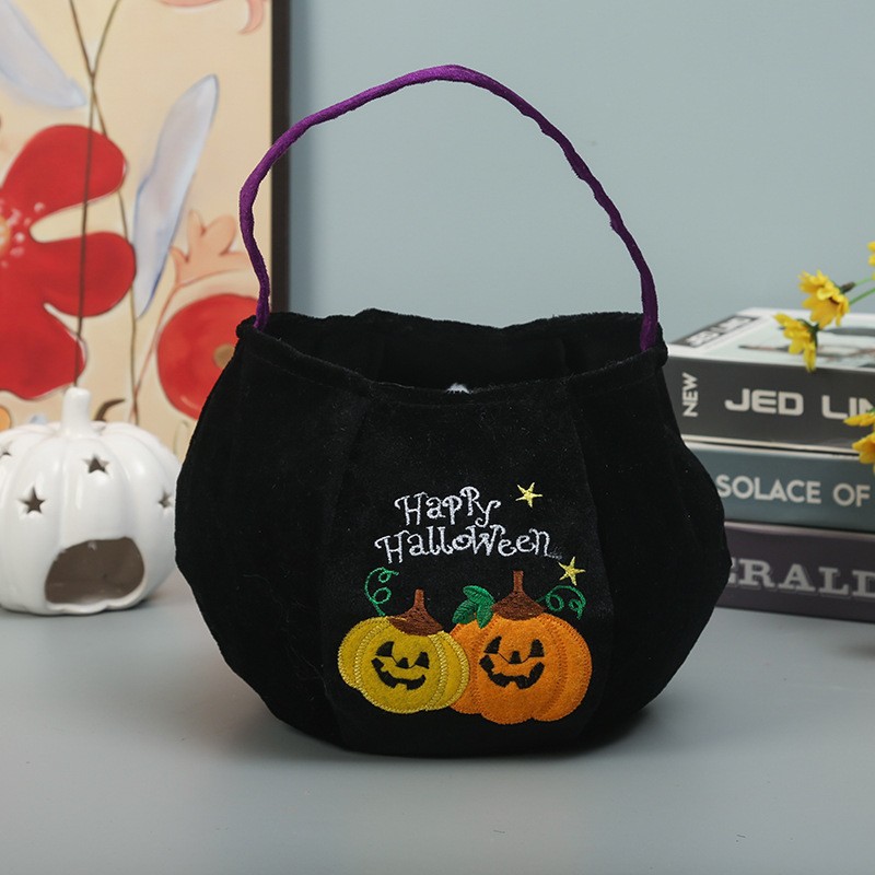 Bolsa de Dulces de Calabaza de Halloween de Tela Portátil para Niños