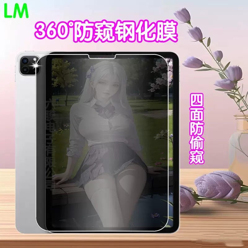 适用ipad 360度防偷窥钢化膜30/180平板防窥膜苹果Air/pro11寸
