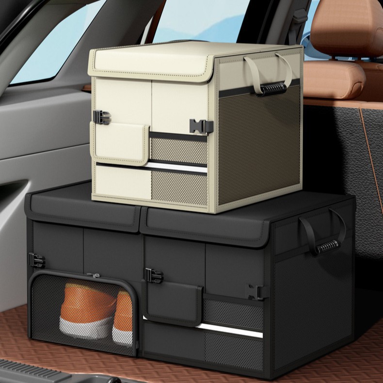 Caja de almacenamiento del maletero del automóvil Caja de almacenamiento del automóvil Caja de almacenamiento Suministros del automóvil Caja trasera Zapatos Taburete de almacenamiento plegable