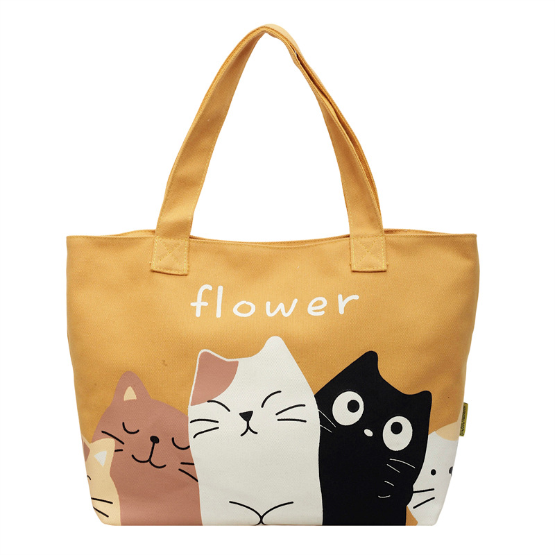 Bolsa de lona para mujeres 2026 nuevo estilo simple de moda lindo gatito patrón de oficina mochila de viaje