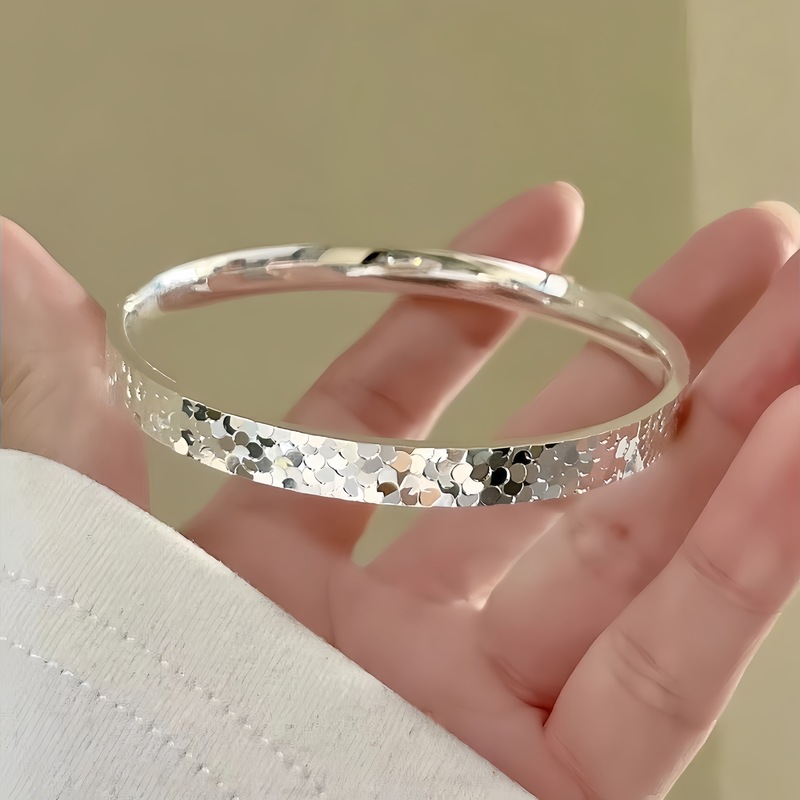 CNCプロセスアイスクラッシュシルバーメッキブレスレット女性用インライト高級ニッチデザインハイエンドホットスタイルクローズドシルバーブレスレット|undefined