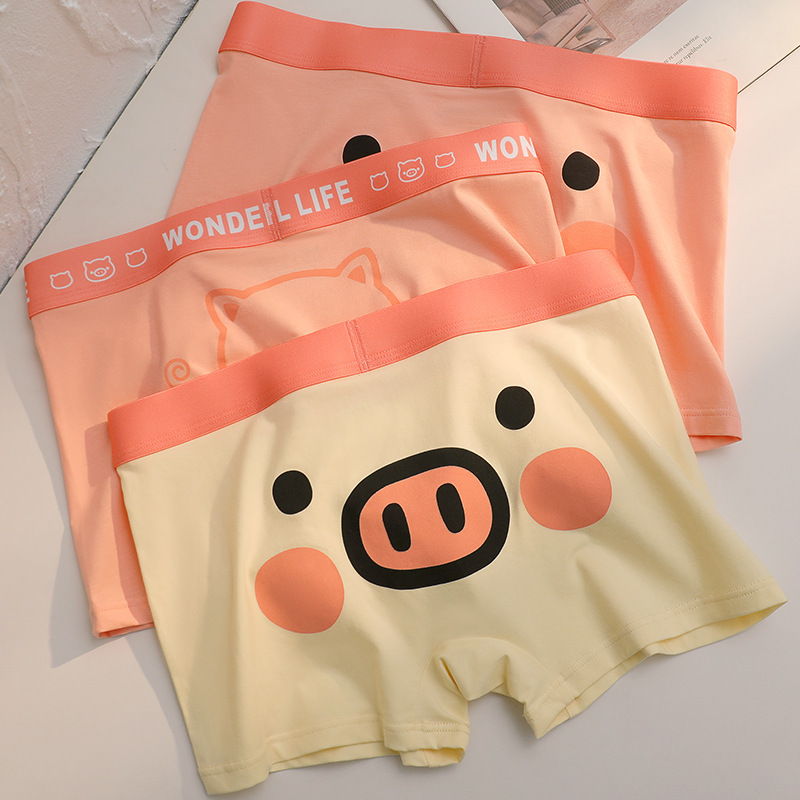 Pig Boy pink cartoon cute men's underwear printed pure cotton breathable comfortable boxers boys boxers