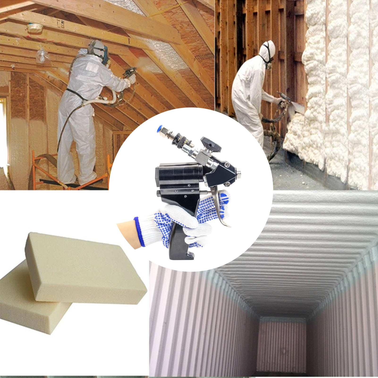 Exportación Mongolia alta presión neumática PISTOLA DE PULVERIZACIÓN de poliuretano PU material blanco y negro 1:1 equipo de pulverización de aislamiento térmico PISTOLA DE PULVERIZACIÓN de espuma