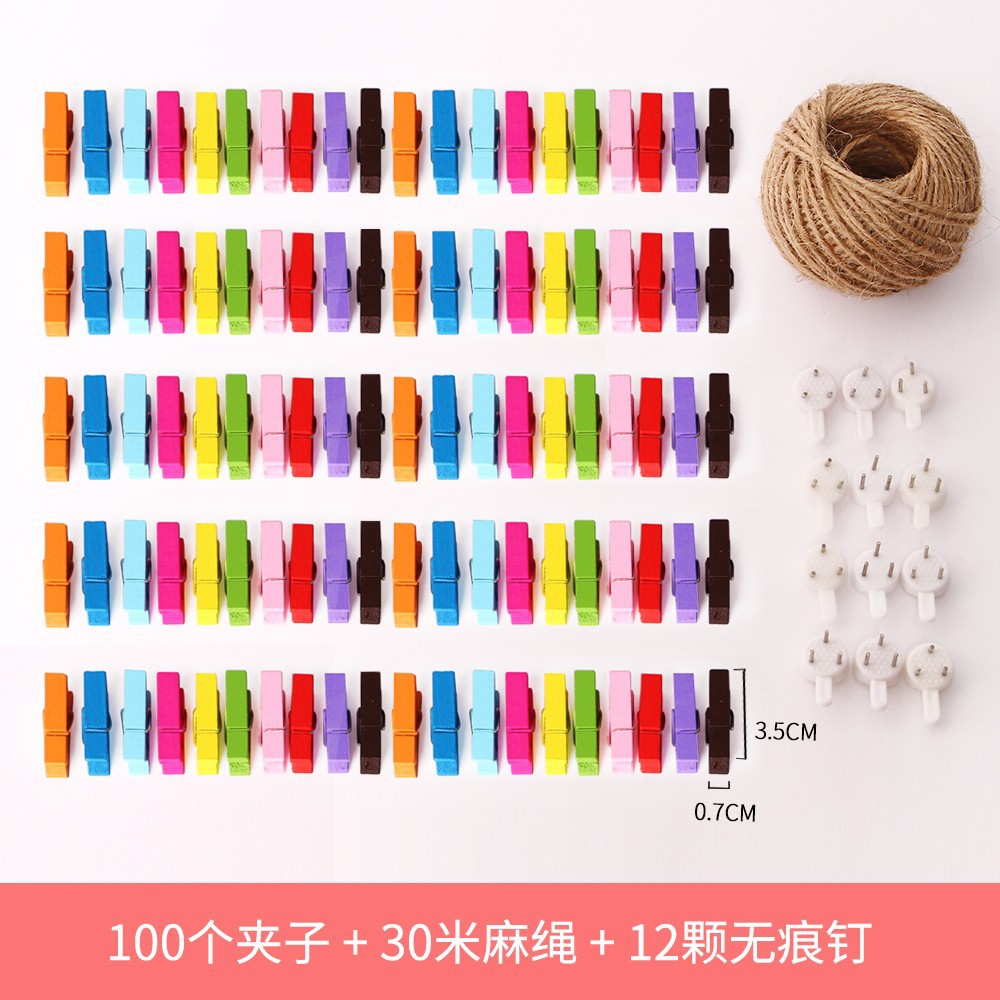 100 piezas de cáñamo gratis cuerda traceless clavo pequeño clip de madera clip de Fotos decoración de la pared de madera cruda color de dibujos animados animal envío gratis