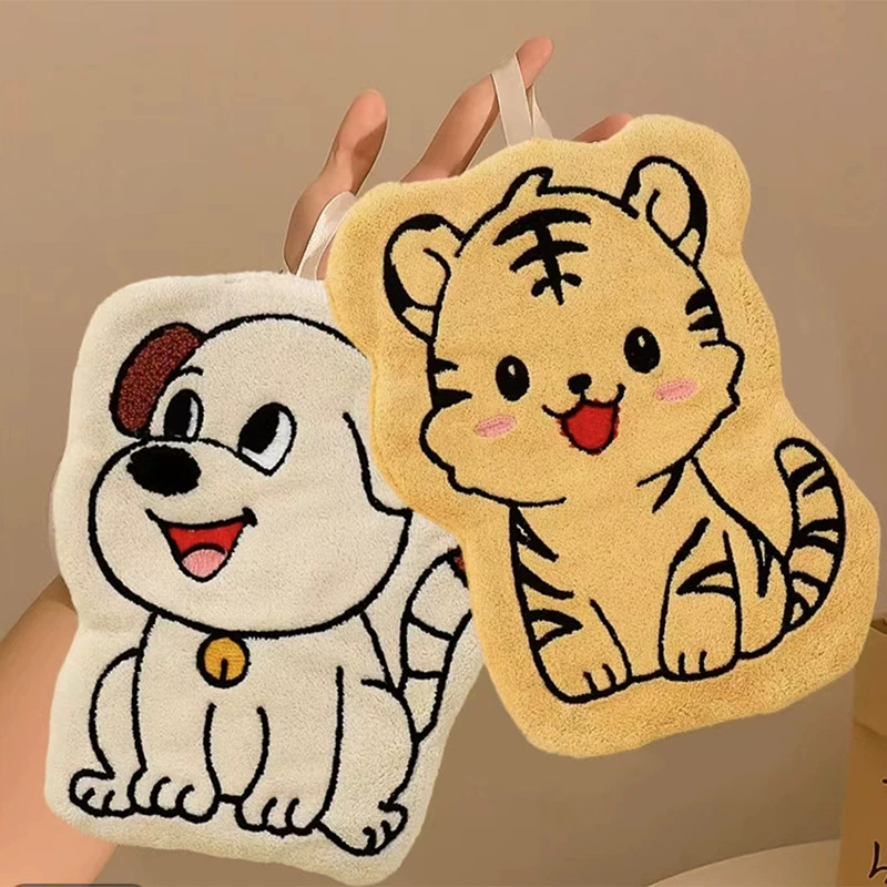 Подвесное полотенце для рук Национальная модная форма мультяшная вышивка впитывает милые коралловые бархатные маленькие квадратные полотенца для кухни