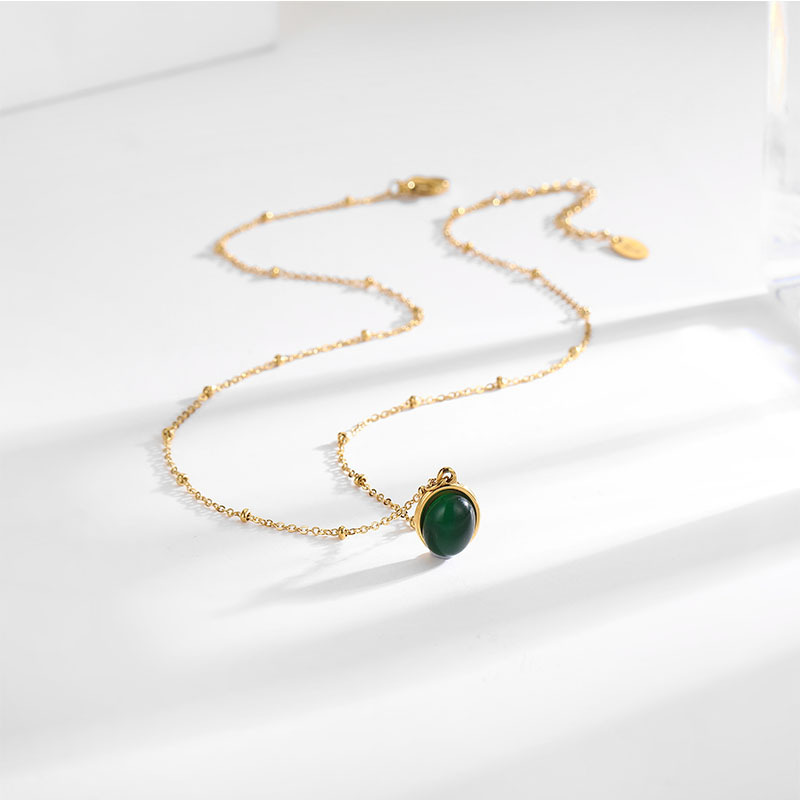 Simple Style Geometric Titanium Steel Plating Opal Necklace 1 Piece