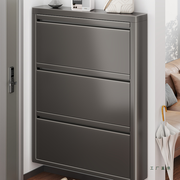 New Entry Shoe Cabinet Flip-Type Ultra-Thin Small Narrow Doorway Corridor Wall-Mounted Simple Household Invisible Storage Small Shoe Cabinet
