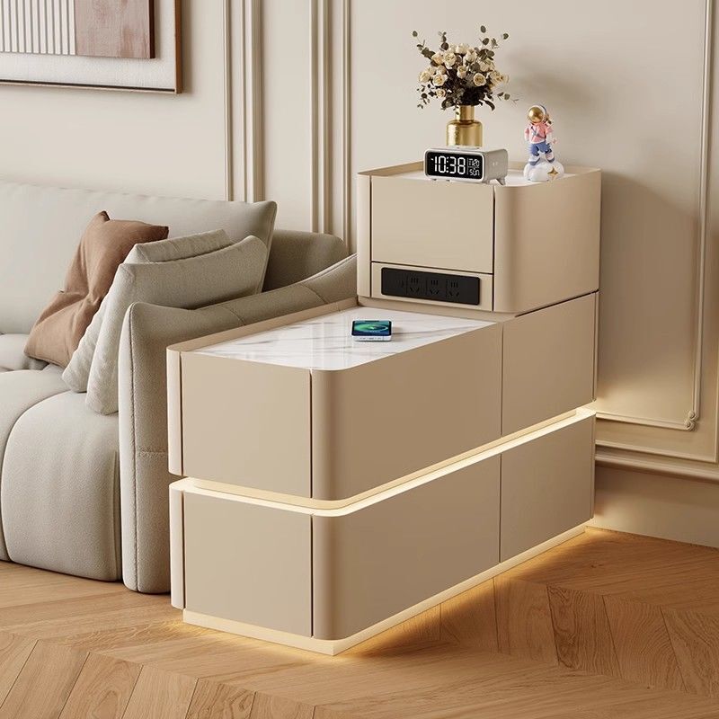 Smart Sofa Side Cabinet Living Room Storage Side Table Solid Wood Storage Cabinet Multi-Function Wireless Charging Sofa Side Cabinet