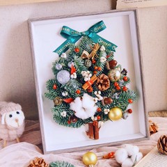 Wooden picture frame DIY Christmas oil painting frame wall hanging handmade clay dried flower photo frame table 10 inch A4 wholesale